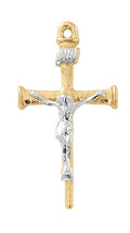 1" Gold over SS Two Tone Nail Crucifix Necklace