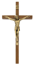 10" Slim Walnut Crucifix Gold Corpus
