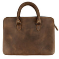 Front view of the LeatherTex 13" Laptop Portfolio Case showcasing its full grain leather design, perfect for MacBook Air/Pro 13 Inch with M1 Chip. This portfolio style case is handmade with care in La Antigua Guatemala and Oaxaca Mexico, emphasizing small batch production, artisan craftsmanship, and fire branding.