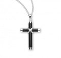 1.3" Onyx Cross Necklace 20" Chain