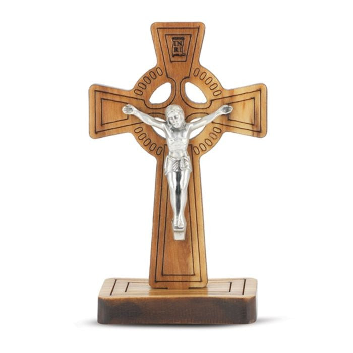 2 1/4" Olive Wood Standing Celtic Crucifix
