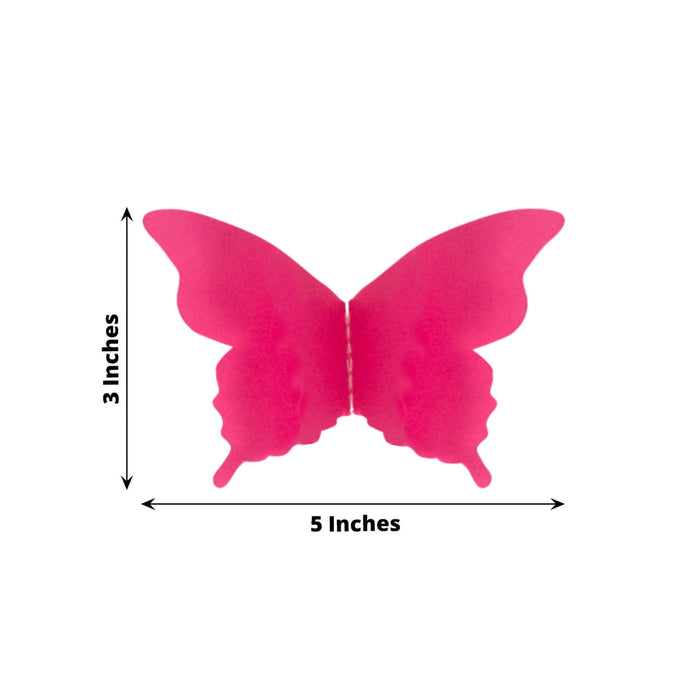 Pink butterfly cutout, 5 inches wide and 3 inches tall.