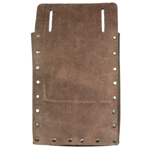 Back view of the 2-Pocket Tool Bag by Hide & Drink, demonstrating its sturdy construction from thick full grain leather. This artisan-crafted organizing bag is designed for tool storage, emphasizing small batch production and the artistry of hand cut and hand sewn leatherwork, made by skilled artisans in La Antigua Guatemala & Oaxaca Mexico. Ideal for maintaining your work essentials.