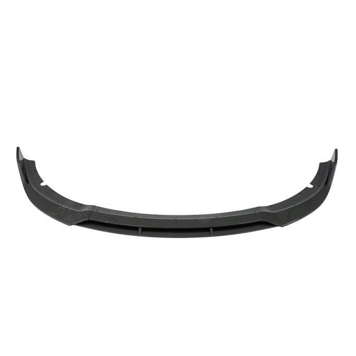 Direct front-facing view of the 4-piece carbon fiber print splitter for 2015-2023 Charger SRT