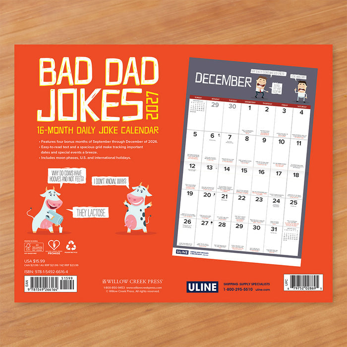 2027 Wall Calendar, Bad Dad Jokes