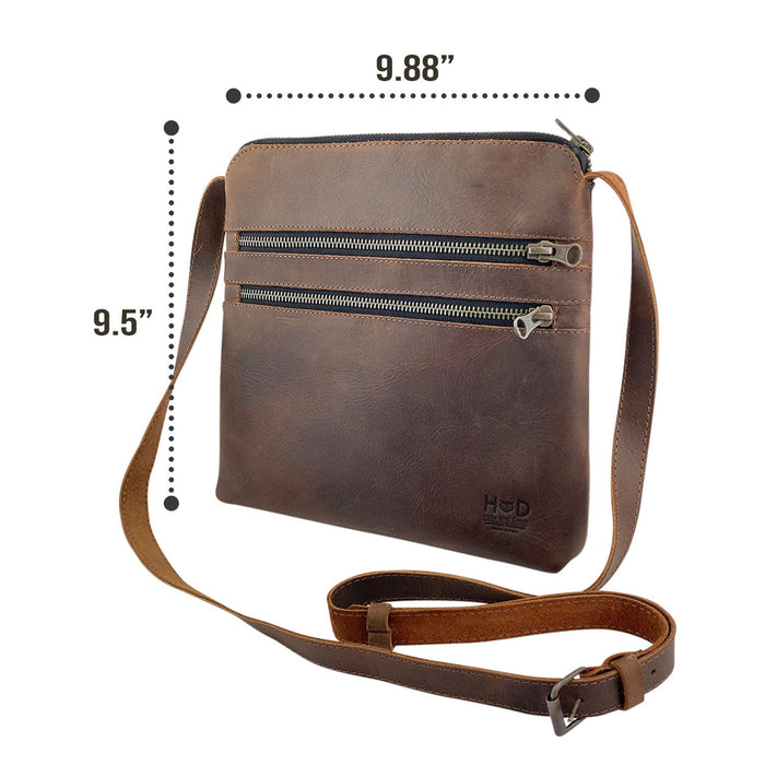 Dimensions showcase of the 3 Zipper Satchel by Hide & Drink, offering a precise measurement for this artisan handbag. Perfectly crafted for functionality and style, it is made from quality materials. 3 Zipper Satchel - Versatile Handbag, Handmade from Full Grain Leather and Plaid Cotton, Small Batch Production, Hand Cut, Hand Sewn, Fire Branded, Artisan, Handmade in La Antigua Guatemala & Oaxaca Mexico.