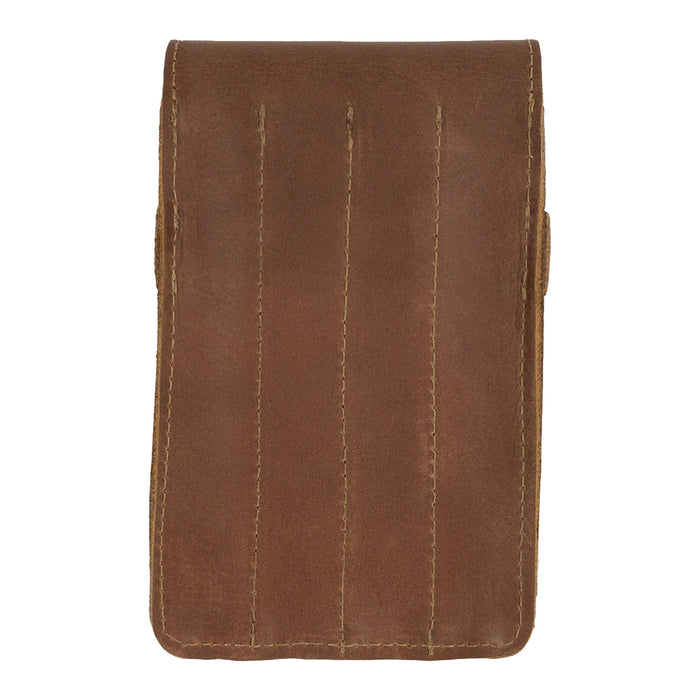 Open view of the Leather Worx 4-Pen Holder in light brown leather, revealing practical compartments designed for organization. This elegant pencil case is handcrafted with care, showcasing artisan skills through small batch production from La Antigua Guatemala.