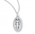 .8" SS Miraculous Medal Oval Necklace 18" Chain