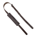 Adjustable Guitar Strap by tocame showcasing a classic full grain leather design, perfect for electric and acoustic guitars. This strap for musicians is hand cut and hand sewn, embodying artisan quality and small batch production from La Antigua Guatemala.
