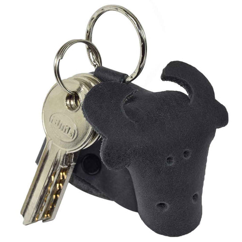 Elegant Full Grain Leather Animal Key Chain from Hide & Drink, designed as a cute cow. This appealing Critter Keychain acts as both a fob charm and an animal key holder charm pendant, crafted with care in La Antigua Guatemala, reflecting artisan small batch quality.