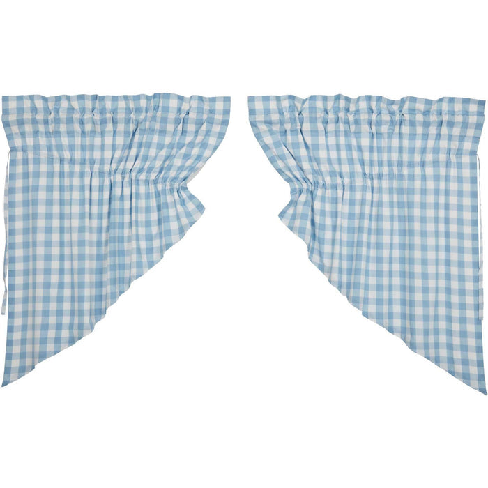 Annie Buffalo Blue Check Prairie Swag Set of 2 36x36x18 - The Village Country Store
