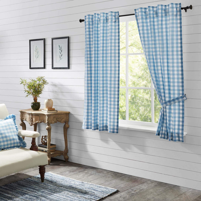 Annie Buffalo Blue Check Short Panel Set of 2 63x36 - The Village Country Store