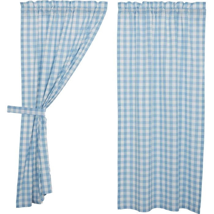 Annie Buffalo Blue Check Short Panel Set of 2 63x36 - The Village Country Store