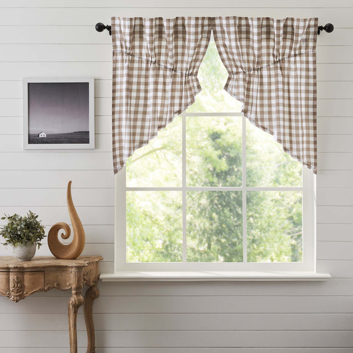 Annie Buffalo Portabella Check Prairie Swag Set of 2 36x36x18 - The Village Country Store
