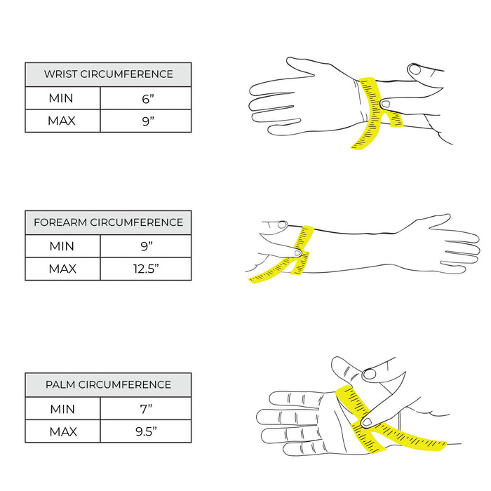Measurement guide for the Archery Bracer with Thumb Slot from Valhalla Gear, ensuring a perfect fit. This forearm protector features adjustable straps ideal for cosplay. Each piece, handmade in small batches with care, reflects the artisan craftsmanship typical of full grain leather goods from La Antigua Guatemala.