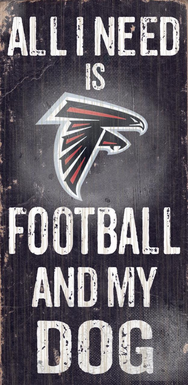Atlanta Falcons Wood Sign - Football and Dog 6"x12" - Team Fan Cave