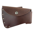 Axe Head Sheath from Valhalla Gear, a durable protector case cover crafted from full grain leather for hatchets, ensuring safety and style during outdoor work. Axe Head Sheath - Protector Case Cover, Hatchet Blade Safety Sleeve, Camping Accessory, Lumberjack Outdoors Work Essentials, Full Grain Leather, StockyardX, Small Batch Production, Hand Cut, Hand Sewn, Fire Branded, Artisan, Handmade in La Antigua Guatemala & Oaxaca Mexico.