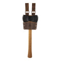 Axe Holster, Durable Carrier for Lumberjack by Valhalla Gear, showcasing a secure and stylish full grain leather design with double belt loops. This accessory for tools is perfect for convenient and safe home improvement. Hand cut, hand sewn, offering artisan quality made in La Antigua Guatemala.