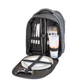 nach vorne geöffneter Rucksack mit Picknick-Set für 4 Personen.