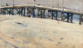 Balboa Pier, 1961, watercolor painting by Rex Brandt (American art). Fine art giclée print reproduction by California Watercolor for wall decor.