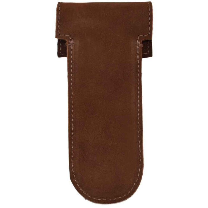Hide & Drink Barber Razor Sheath showcased in brown leather, highlighting its role as a Double Edge Protector Case. As a Safety Cover, this portable carry bag is essential for travel, meticulously crafted to elevate your grooming experience.