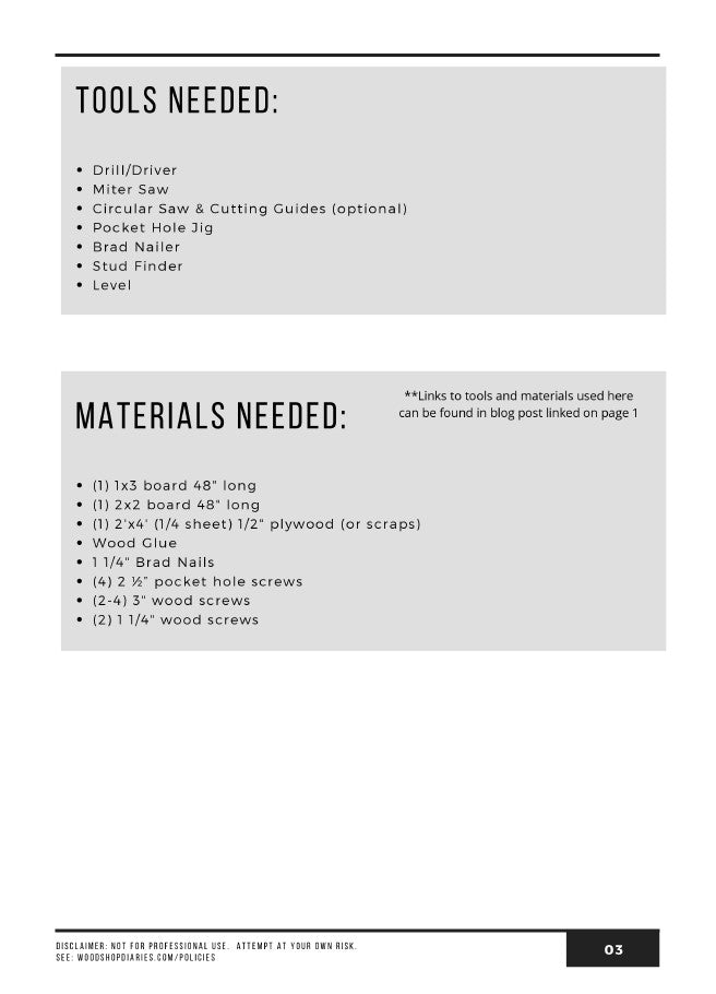 Basic Floating Shelf Plan