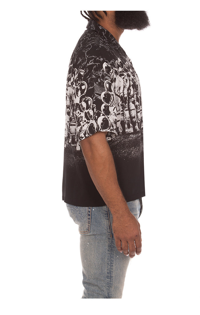 Front view of the BBC Black BB Journey SS Woven shirt with style number 851-3603, emphasizing its stylish look