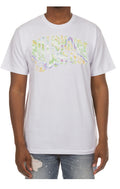 A white Billionaire Boy's Club BB Arch short sleeve t-shirt featuring the style number 851-3209 with a prominent graphic design on the front