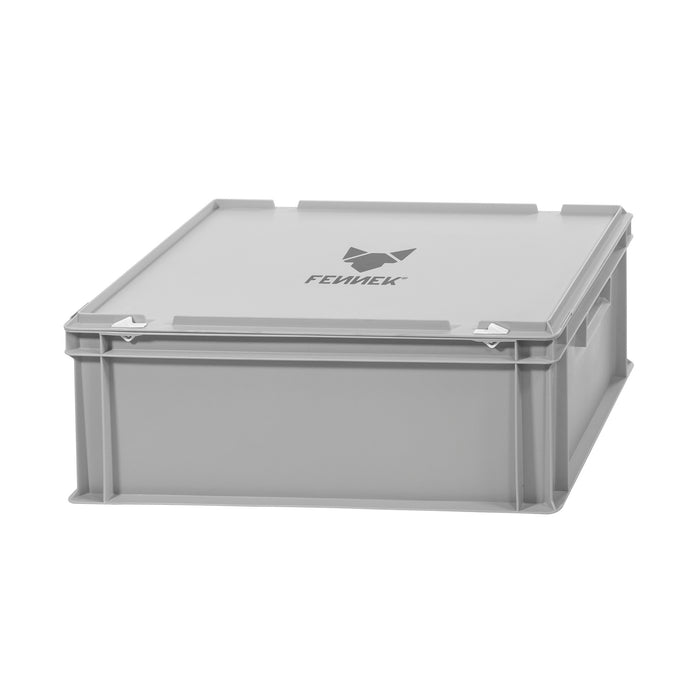 geschlossene Eurobox in grau mit Blick von Vorne