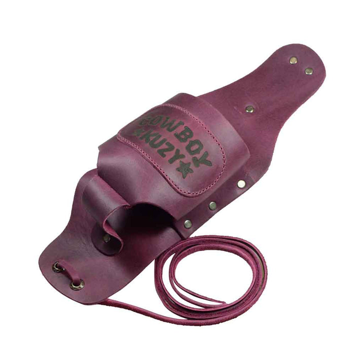 Hide & Drink Beer Holster Cowboy Buzy, a unique and functional Beer Holster for Cowboy perfect for hands-free beverage use. This Western Bottle Leg Grip is made with full grain leather, emphasizing small batch artisan quality from La Antigua Guatemala.