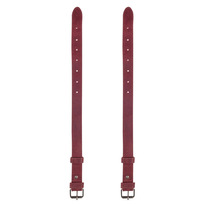 Bicycle Ankle Bands by Hide & Drink, showing two Rustic Bicycle Ankle Bands crafted with a sturdy Brass Metal Buckle. These Adjustable Straps for Legs, made from top-tier Full Grain Leather, make excellent Vintage Gifts for Cyclists, artisanally crafted in La Antigua Guatemala.