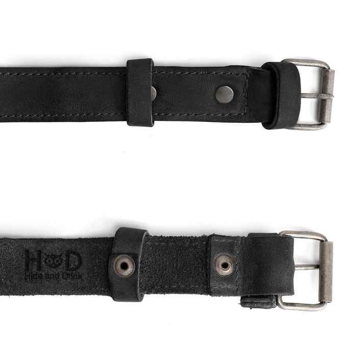 Bicycle Ankle Bands by Hide & Drink, highlighting individual Rustic Bicycle Ankle Bands featuring a Brass Metal Buckle. These Adjustable Straps for Legs, crafted from high-grade Full Grain Leather, are perfect for Vintage Gifts for Cyclists, made with care in La Antigua Guatemala.