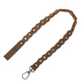 Showcasing the Biker Chain by Hide & Ride, this tough trouser chain is designed for bikers. Crafted from full grain leather, it makes an excellent wallet chain or jeans pocket chain, perfect as a belt accessory. This handmade product reflects StockyardX's commitment to small batch production, featuring hand cut and hand sewn details for durability, all while being fire branded by artisans in La Antigua Guatemala & Oaxaca Mexico.