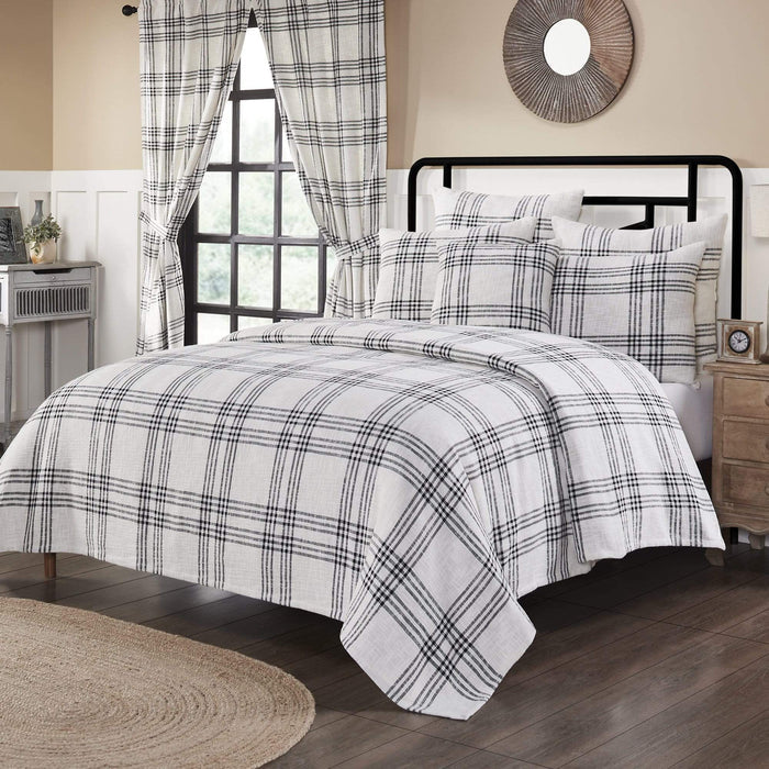 Black Plaid King Coverlet 97x110 - The Village Country Store