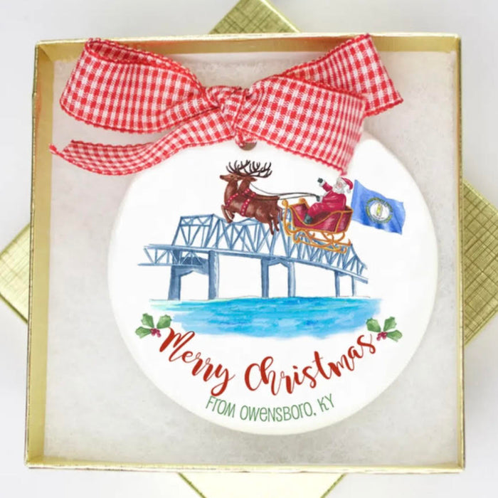 Blue Bridge Porcelain Flat Disc Ornament