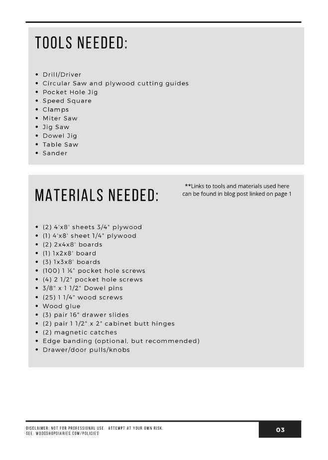 Buffet Table Building Plans