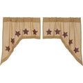 Burlap w/Burgundy Stencil Stars Swag Set of 2 36x36x16 - The Village Country Store