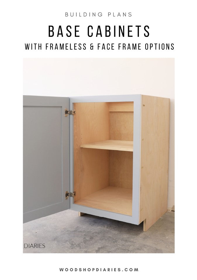 DIY base cabinet box building plans – printable PDF guide for frameless and face frame cabinets