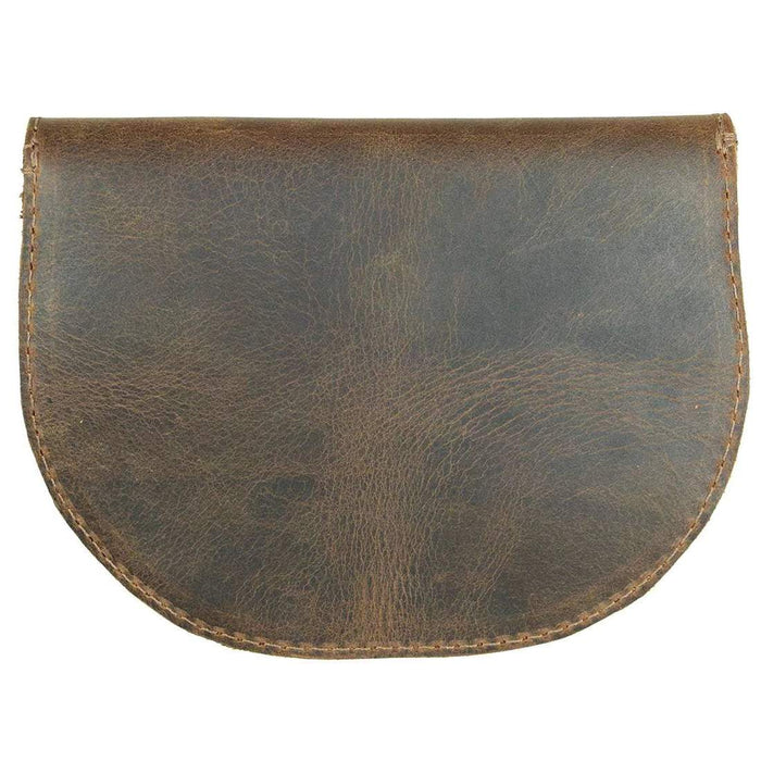 Back view of the Card Wallet Rose Design by Hide & Drink, highlighting the robust full grain leather finish. This stylish wallet case is perfect for organizing cash, making it an essential accessory. Showcasing artisan craftsmanship with small batch production in La Antigua Guatemala and Oaxaca Mexico.