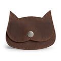Hide & Drink Leather Cat Wallet in brown, crafted from Full Grain Leather. This Cat-Shaped Wallet serves as a Coin Pouch and Money Holder, ideal for organizing bills while traveling. A perfect small batch production, hand-cut and hand-sewn accessory made by artisans in La Antigua Guatemala & Oaxaca Mexico.