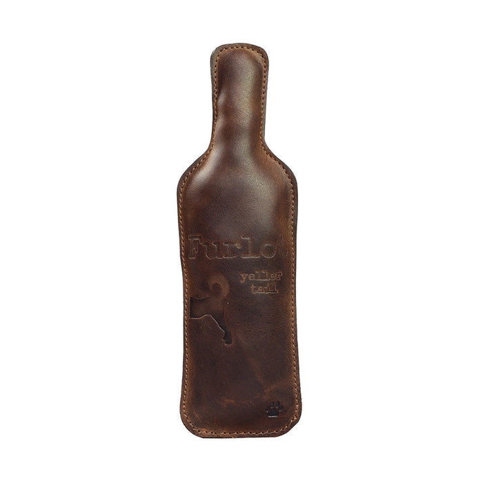 Chew Toy for Dogs Drinking Theme by Hide & Drink featuring the 'Furlo' leather chew toy, designed for dogs who love to play. This durable pet toy exemplifies the brand's commitment to quality using full grain leather, handcrafted in small batches, hand cut, hand sewn, and fire branded in La Antigua Guatemala & Oaxaca Mexico.