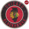 Chicago Blackhawks Sign Wood 12 Inch Round State Design - Team Fan Cave