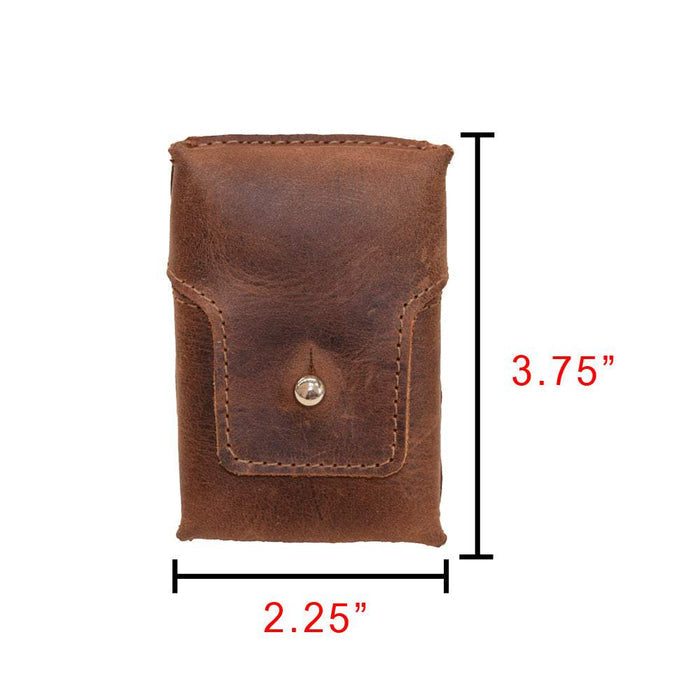 Measuring dimensions of Hide & Drink's Cigarette Pack Cover, highlighting its compact size of 2.25" x 3.75". This artisan-made Full Grain Leather tobacco case merges convenience with quality, ideal for any smoker.