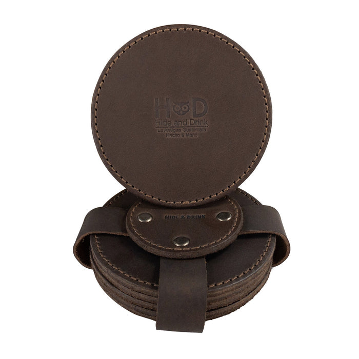 Circular Set of 6 Coasters for Drinks - Stockyard X 'The Leather Store'