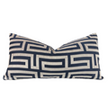 (CLEARANCE) Alexander Navy Blue Taupe Greek Key Chenille Texture Pillow Cover Aloriam