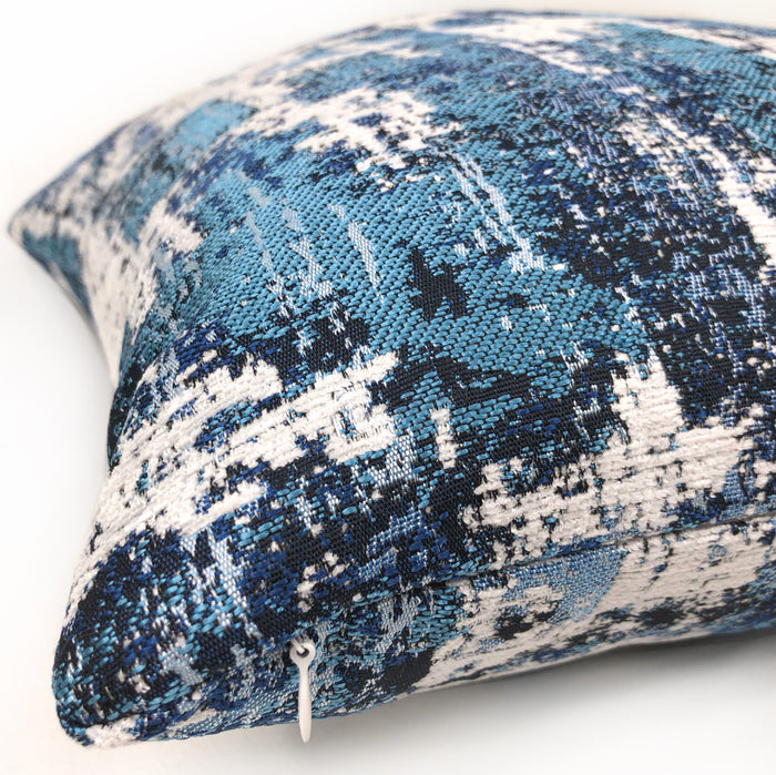 (CLEARANCE) Conti Ocean Blue & White Abstract Woven Texture Pillow Cover