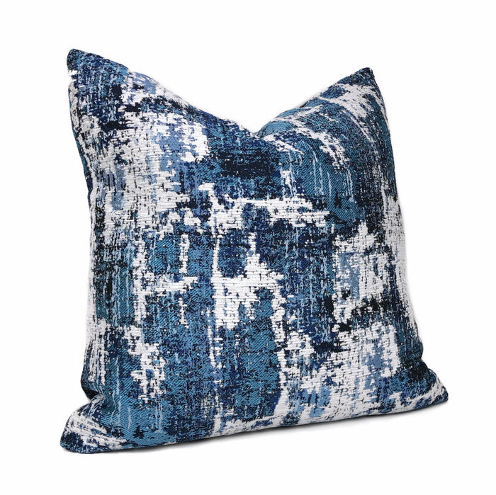 (CLEARANCE) Conti Ocean Blue & White Abstract Woven Texture Pillow Cover