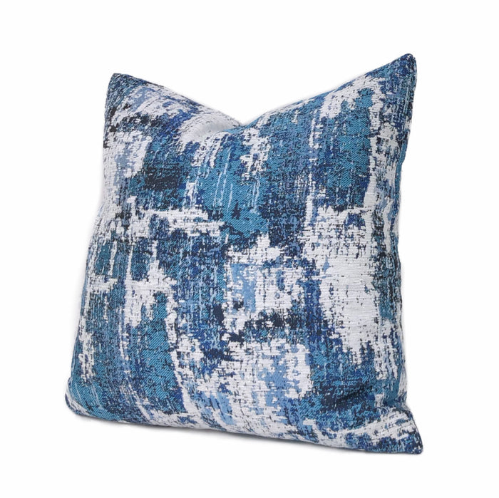 (CLEARANCE) Conti Ocean Blue & White Abstract Woven Texture Pillow Cover