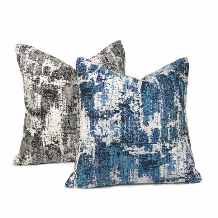 (CLEARANCE) Conti Ocean Blue & White Abstract Woven Texture Pillow Cover