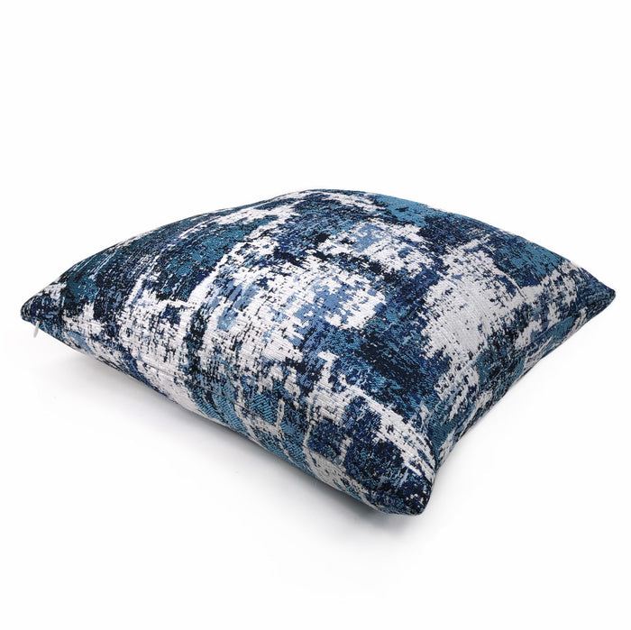 (CLEARANCE) Conti Ocean Blue & White Abstract Woven Texture Pillow Cover